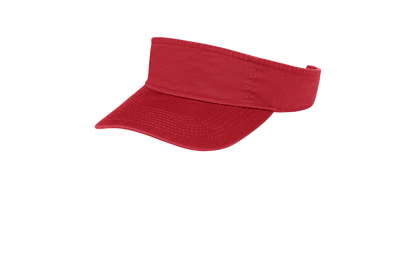 Custom Port Authority fashion visor in Red, left-side view