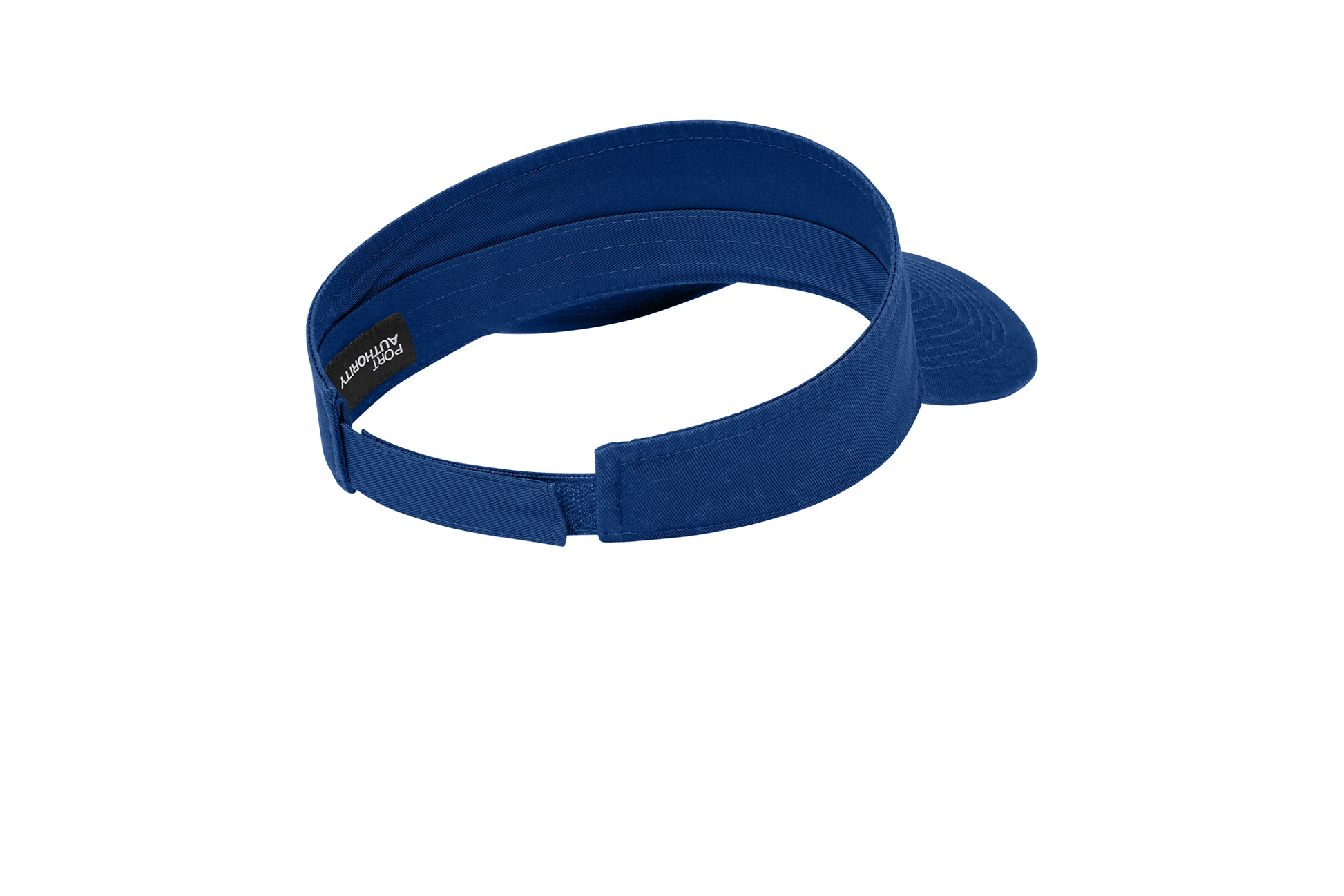 Custom Port Authority fashion visor in Royal, back view