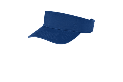 Custom Port Authority fashion visor in Royal Blue, left-side view