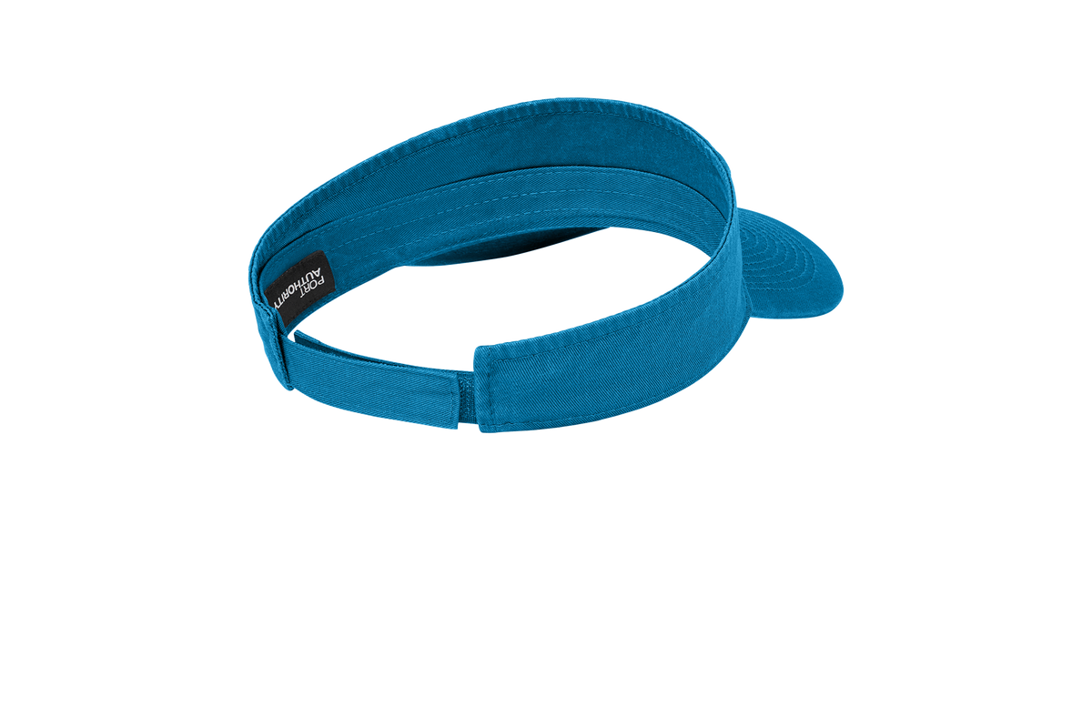 Custom Port Authority fashion visor in Sapphire, back view