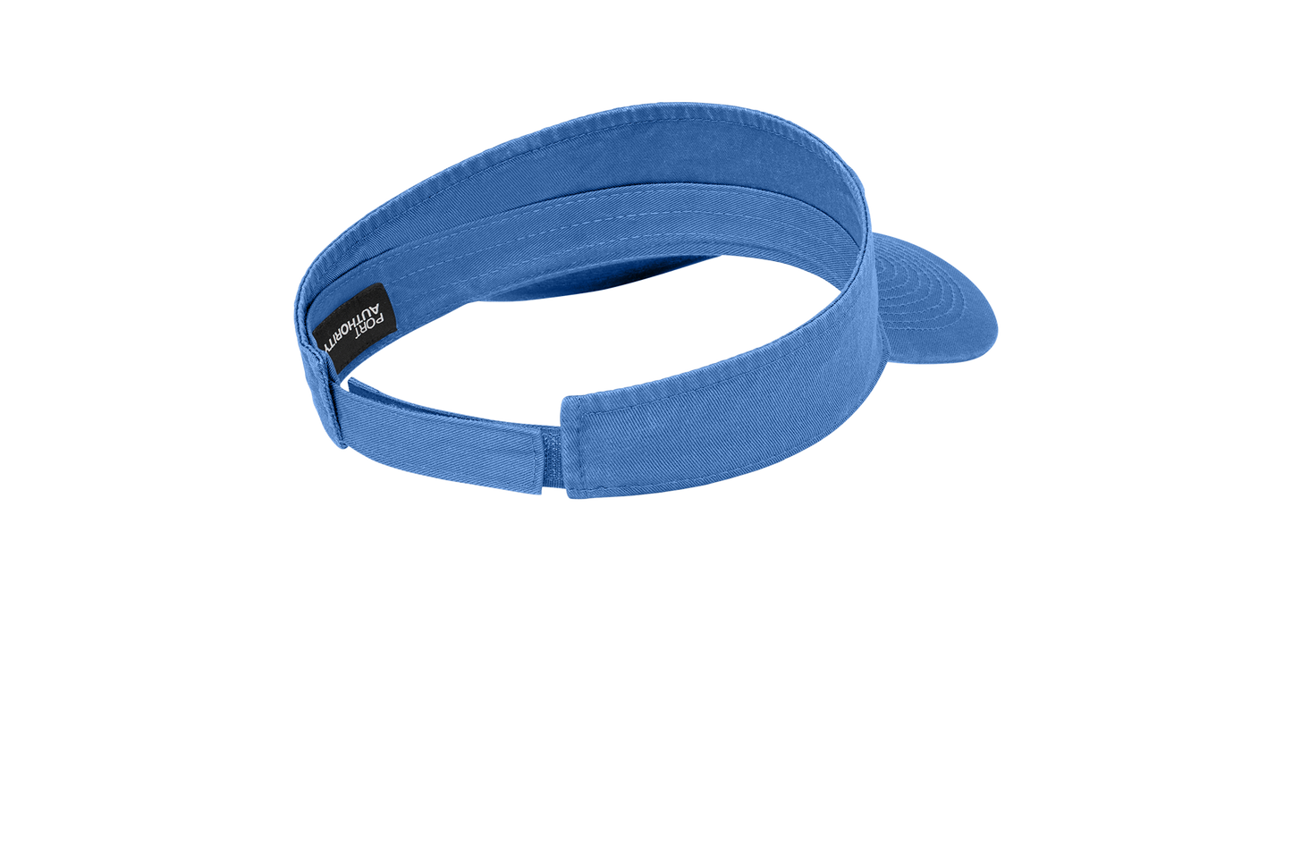 Custom Port Authority fashion visor in Ultramarine Blue, back view