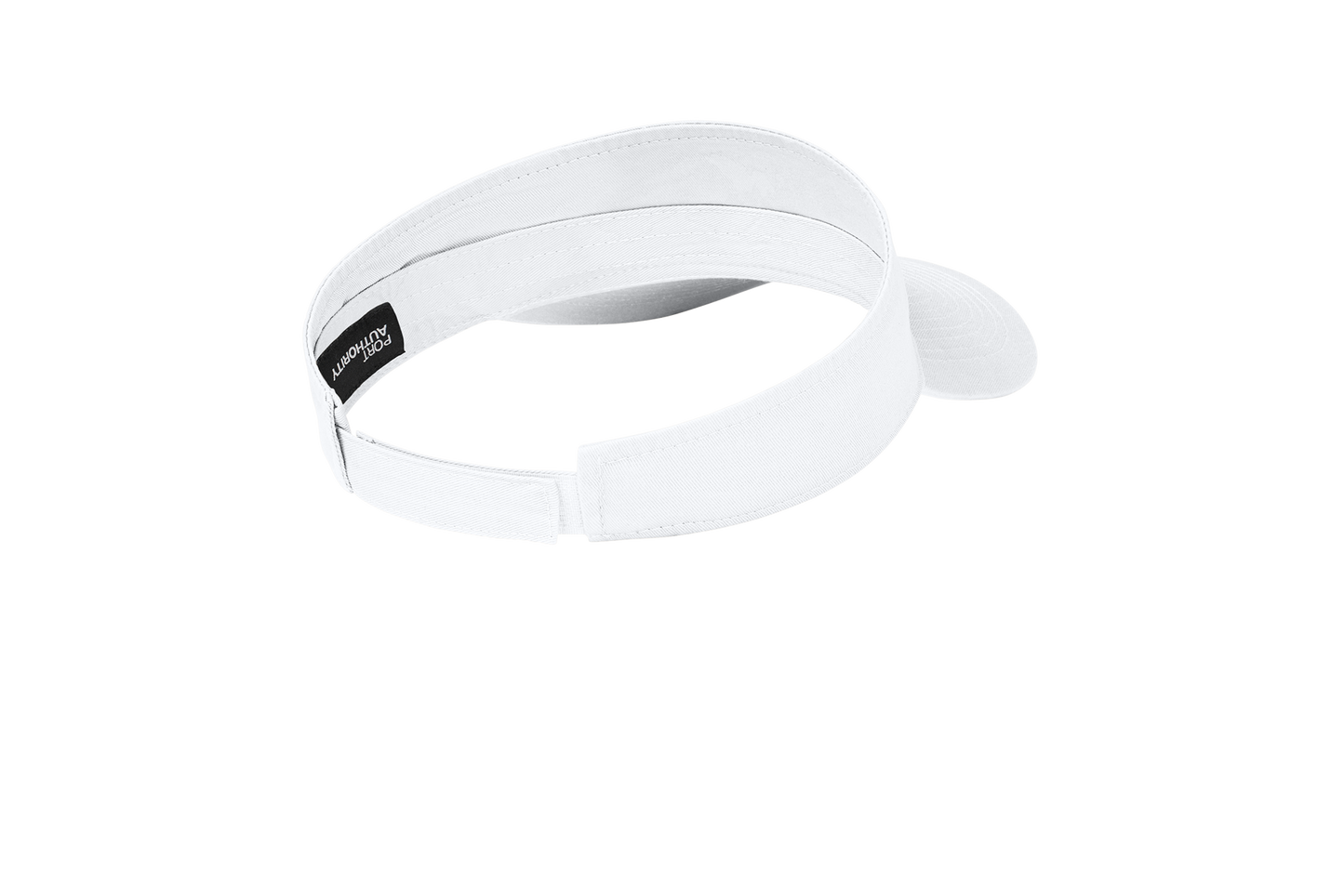 Custom Port Authority fashion visor in White, back view