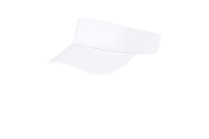 Custom Port Authority fashion visor in White, left-side view