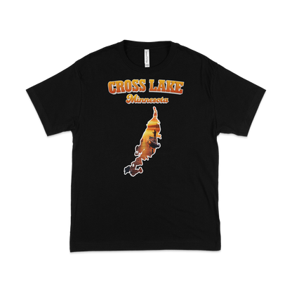 Cross Lake design on Black T-shirt