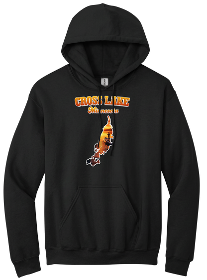 Cross Lake design on Black hoodie