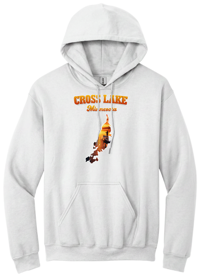 Cross Lake design on White hoodie