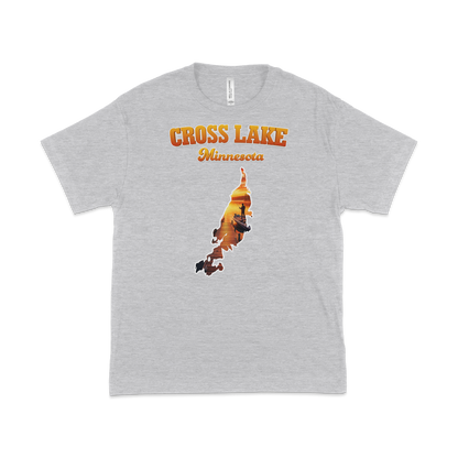 Cross Lake design on Heather Grey T-shirt