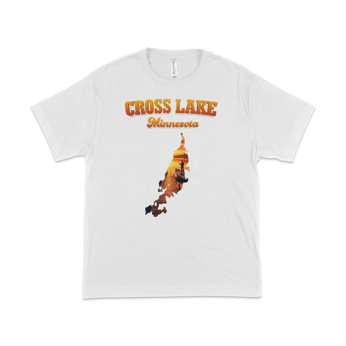 Cross Lake design on White T-shirt