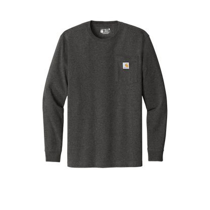 Custom Carhartt long-sleeve pocket work shirt in Carbon Heather, front view