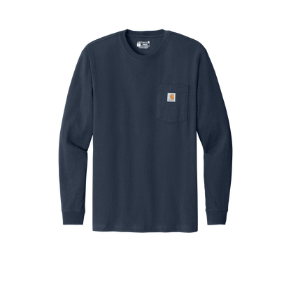 Custom Carhartt long-sleeve pocket work shirt in Navy, front view
