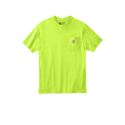 Custom Carhartt short-sleeve pocket T-shirt in Brite Lime, front view