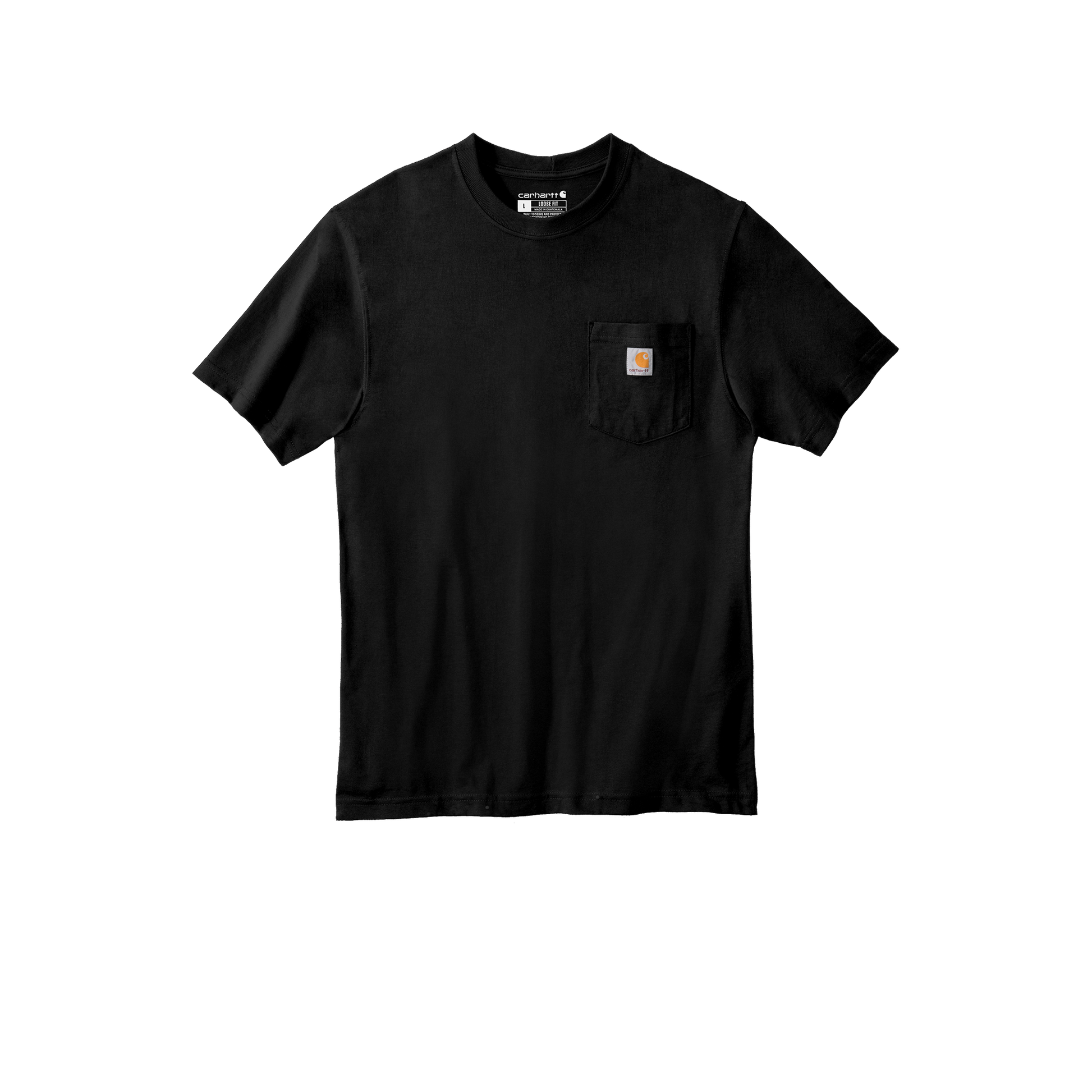 Custom Carhartt short-sleeve pocket T-shirt in Black, front view
