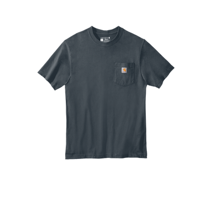 Custom Carhartt short-sleeve pocket T-shirt in Bluestone, front view