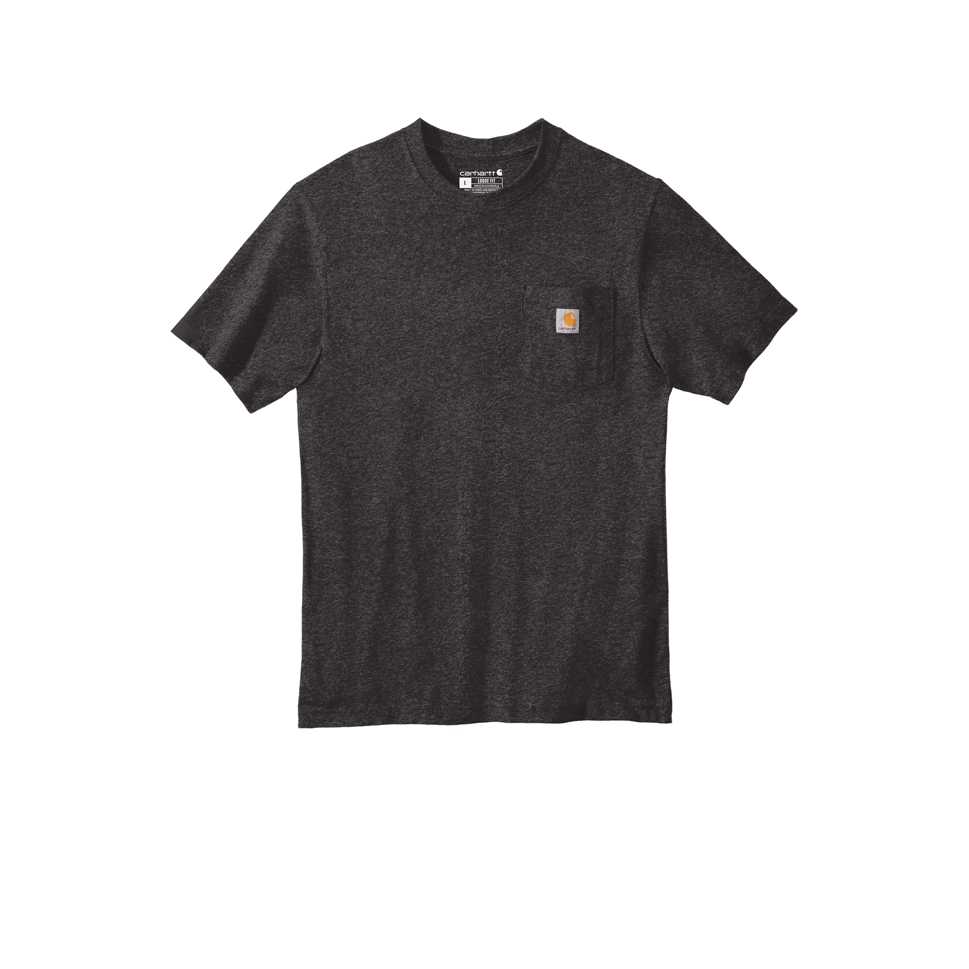 Custom Carhartt short-sleeve pocket T-shirt in Carbon Heather, front view