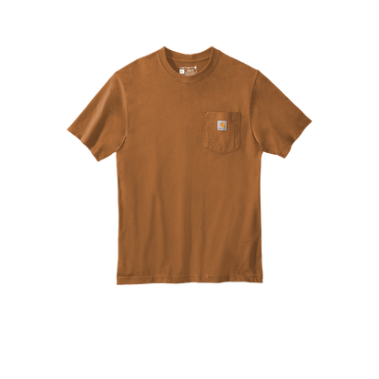 Custom Carhartt short-sleeve pocket T-shirt in Carhartt Brown, front view