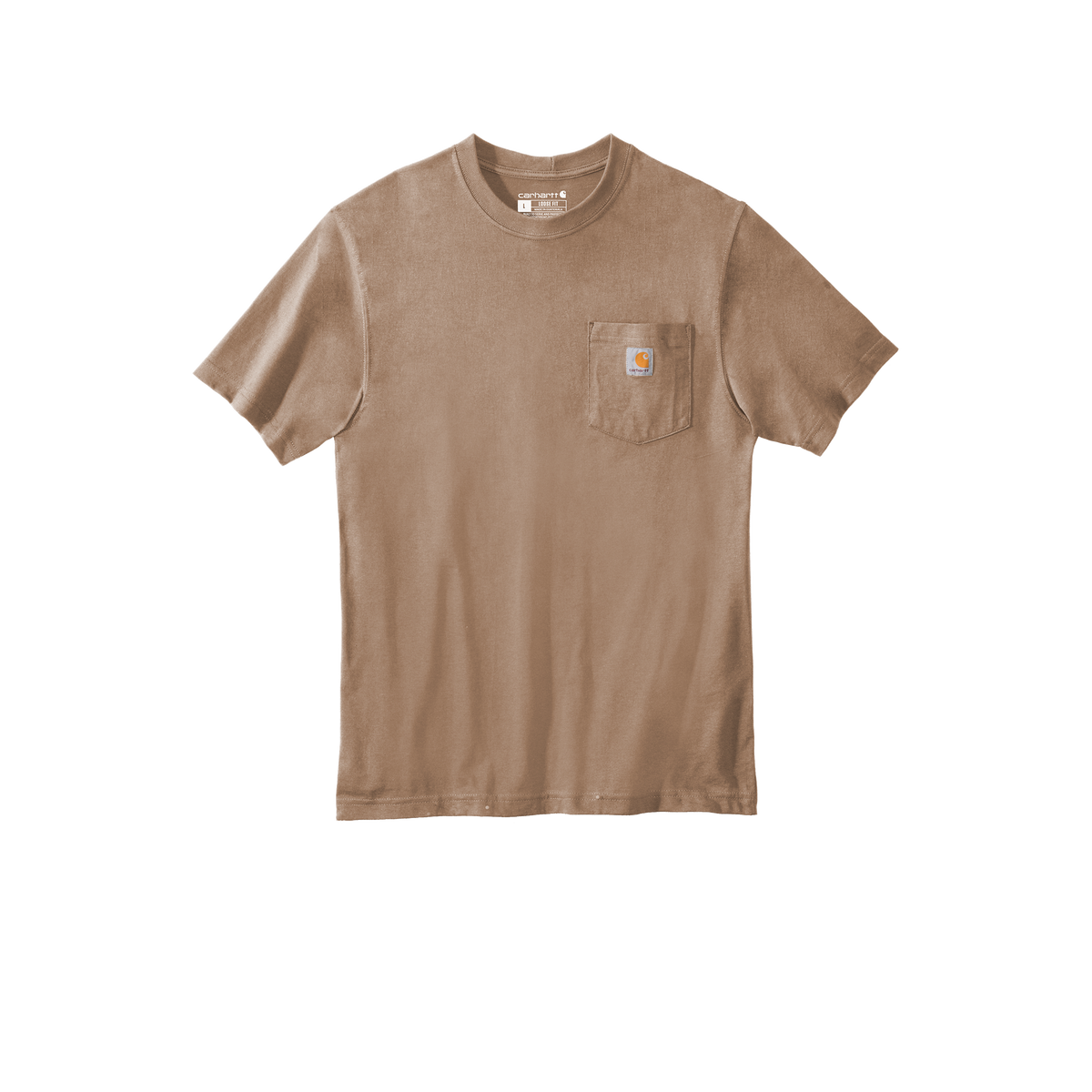 Custom Carhartt short-sleeve pocket T-shirt in Desert, front view