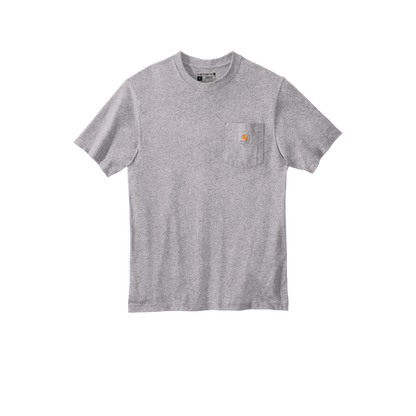 Custom Carhartt short-sleeve pocket T-shirt in Heather Grey, front view, alternate view 2
