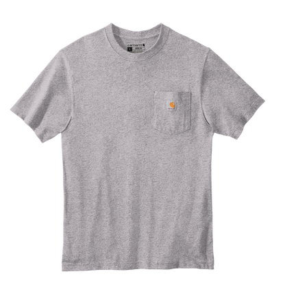 Custom Carhartt short-sleeve pocket T-shirt in Heather Grey, front view