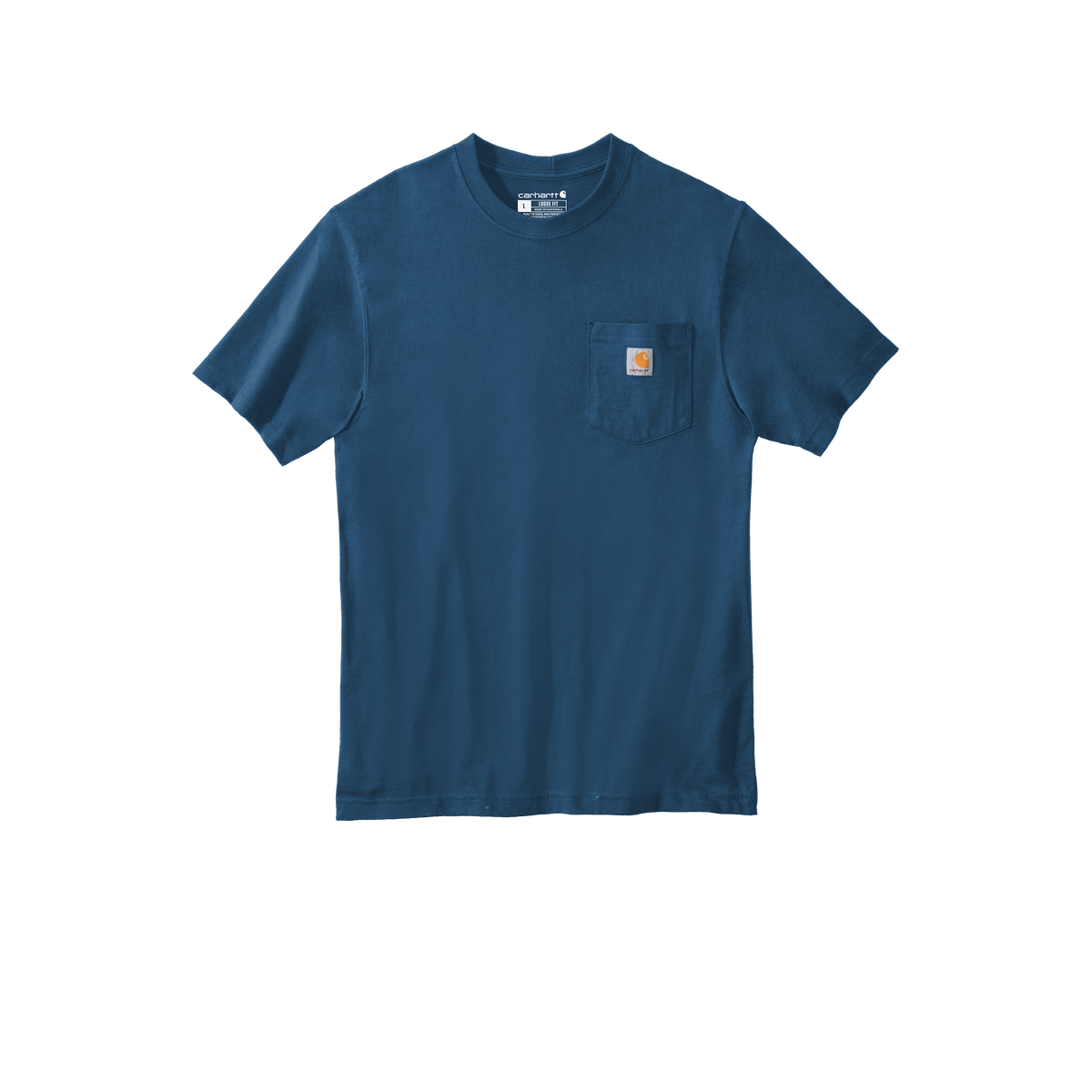Custom Carhartt short-sleeve pocket T-shirt in Lakeshore, front view