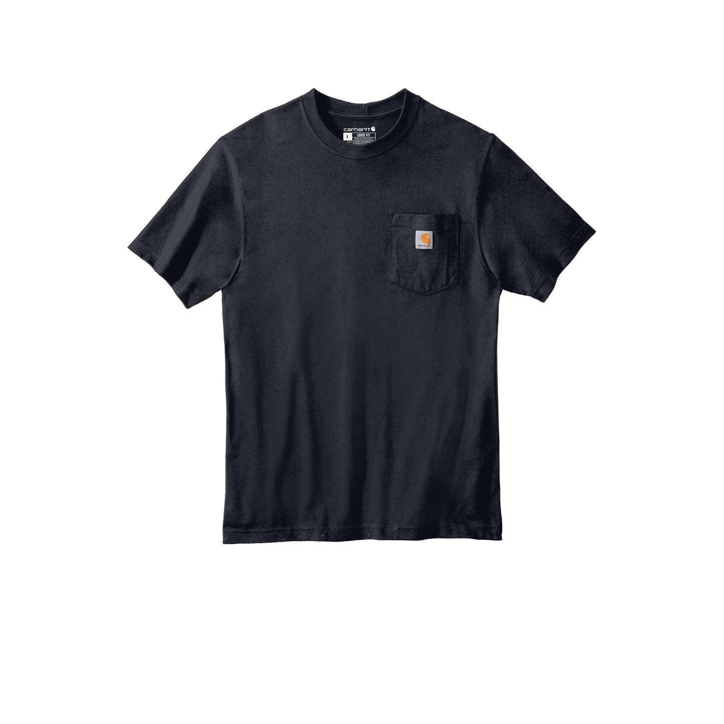 Custom Carhartt short-sleeve pocket T-shirt in Navy, front view