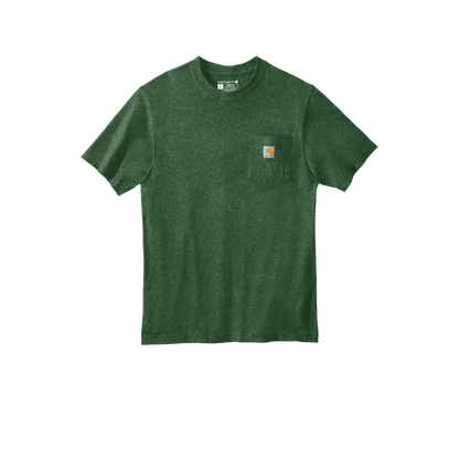 Custom Carhartt short-sleeve pocket T-shirt in Northwoods Heather, front view