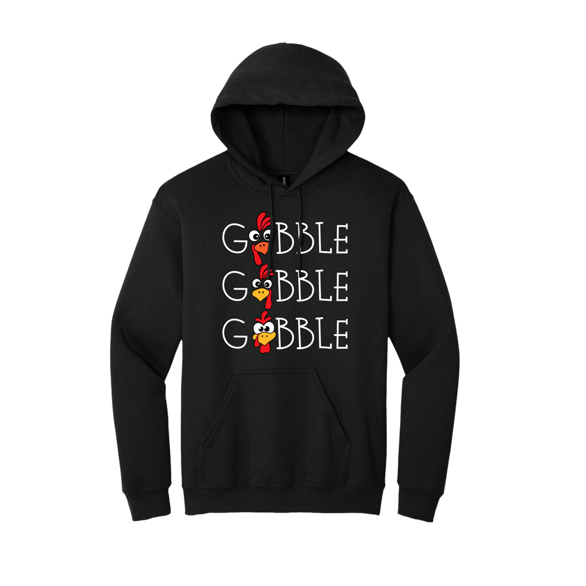 Adult 18500 Black Gobble Gobble artwork - front view.