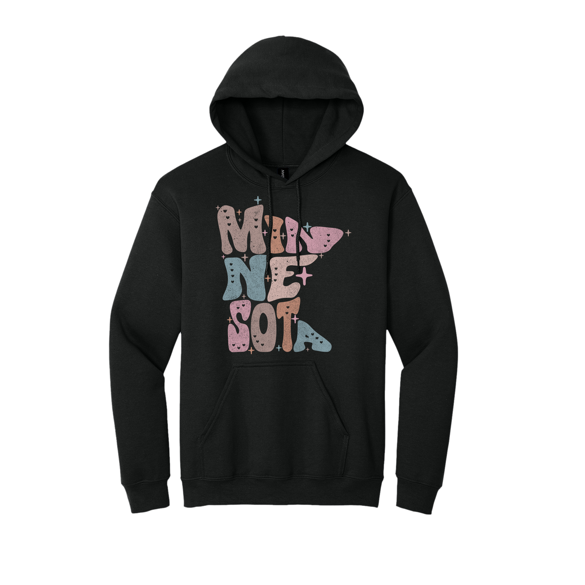 Adult 18500 Black Minnesota Outline artwork - front view.