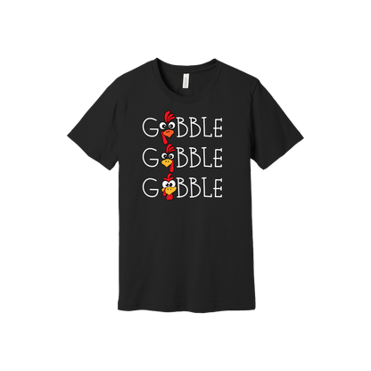 Adult BC3001 Black Gobble Gobble artwork - front view.