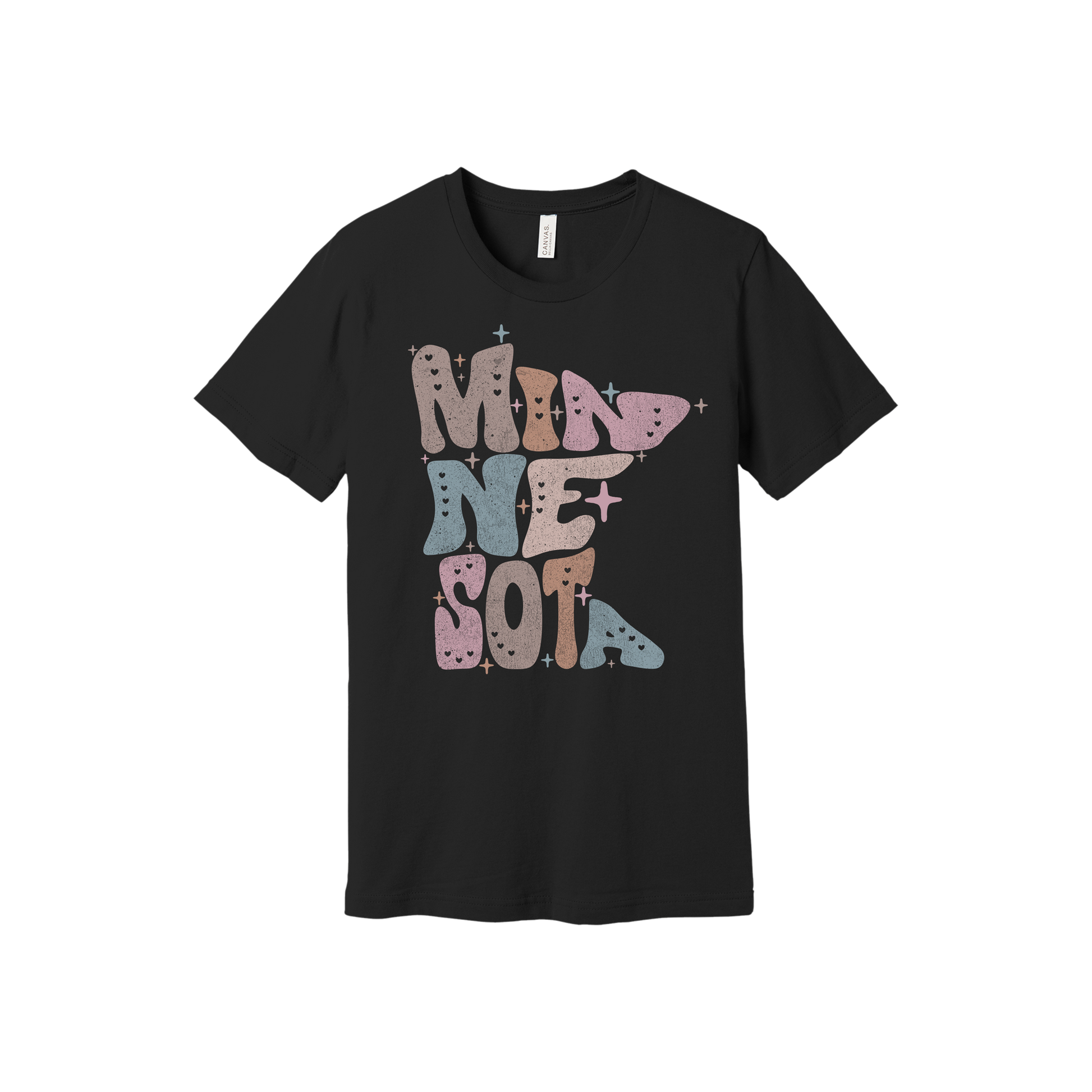 Adult BC3001 Black Minnesota Outline artwork - front view.