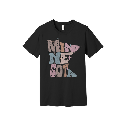 Adult BC3001 Black Minnesota Outline artwork - front view.