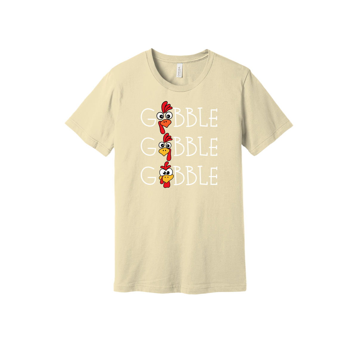 Adult BC3001 Natural Gobble Gobble artwork - front view.