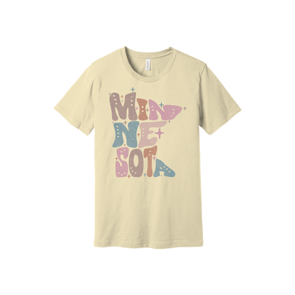 Adult BC3001 Natural Minnesota Outline artwork - front view.