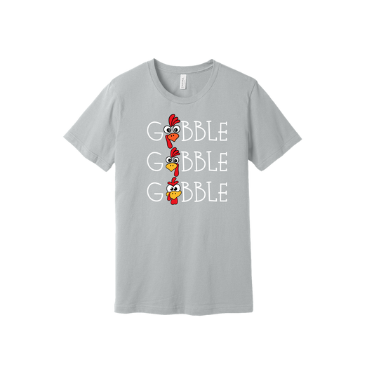 Adult BC3001 SolidAthleticGrey Gobble Gobble artwork - front view.