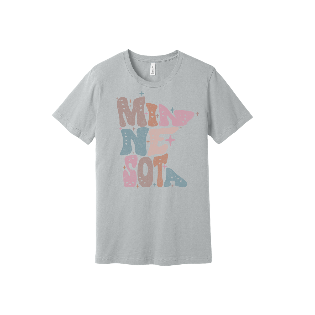 Adult BC3001 SolidAthleticGrey Minnesota Outline artwork - front view.