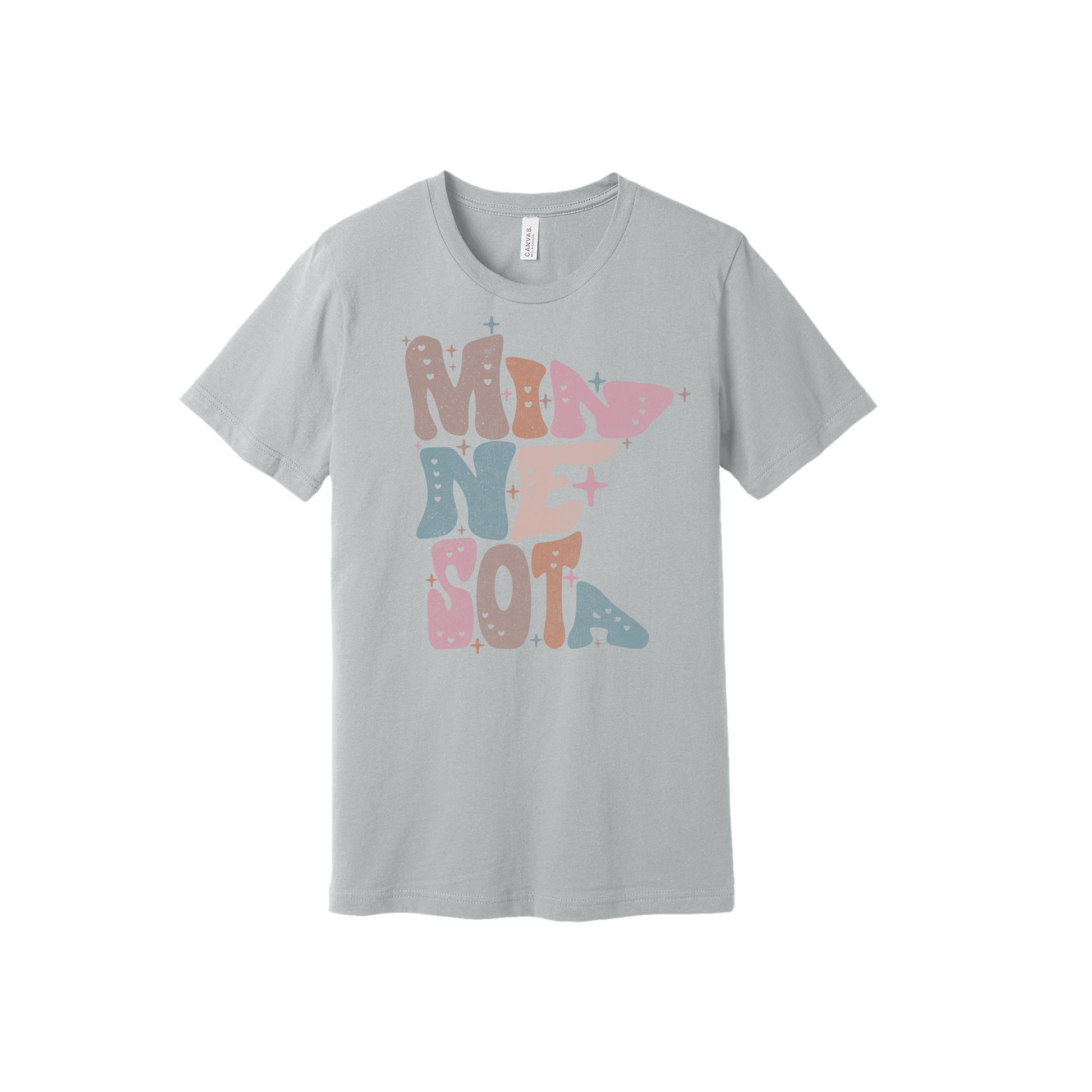 Adult BC3001 SolidAthleticGrey Minnesota Outline artwork - front view.