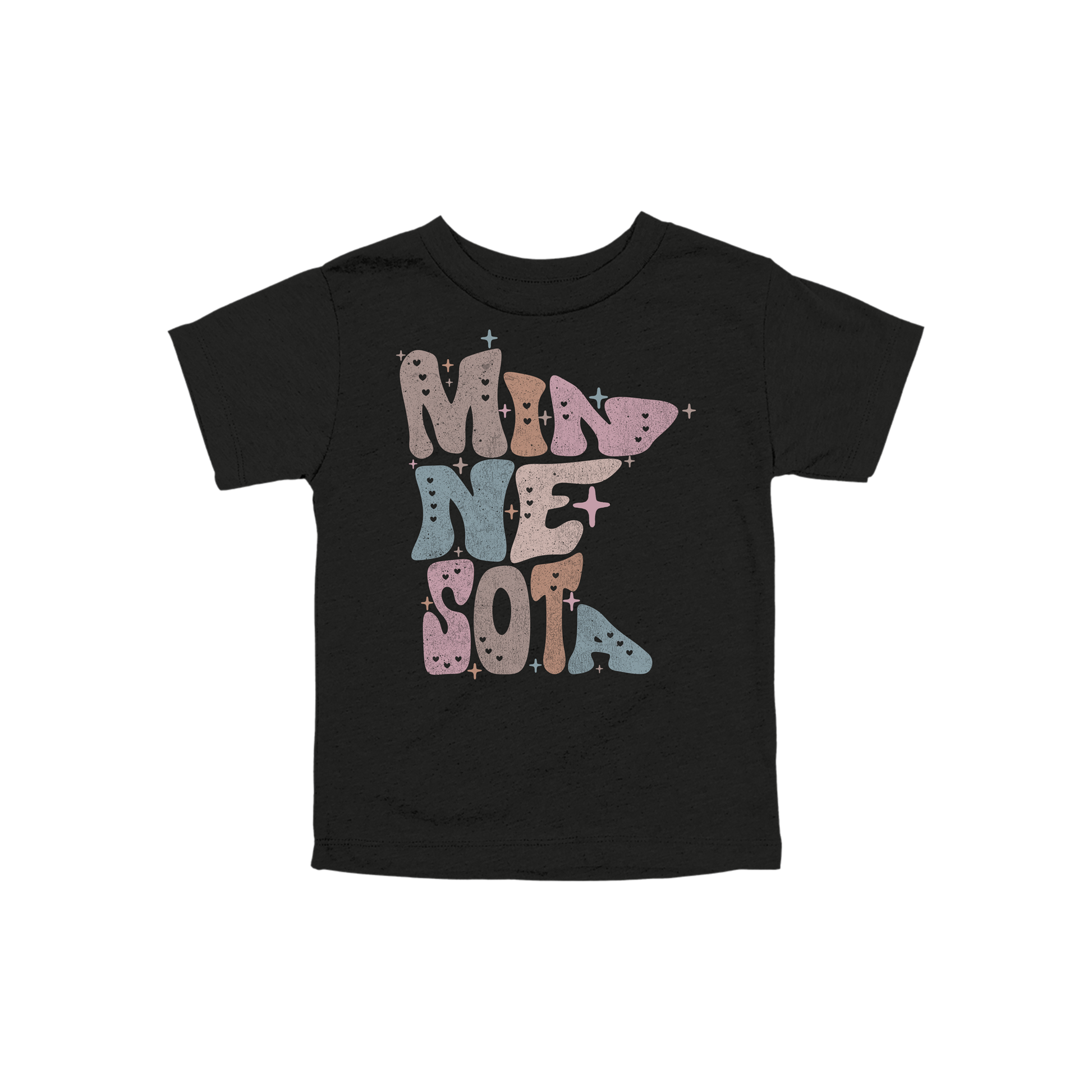 Toddler BC3001T Black Minnesota Outline artwork - front view.