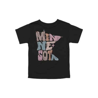Toddler BC3001T Black Minnesota Outline artwork - front view.