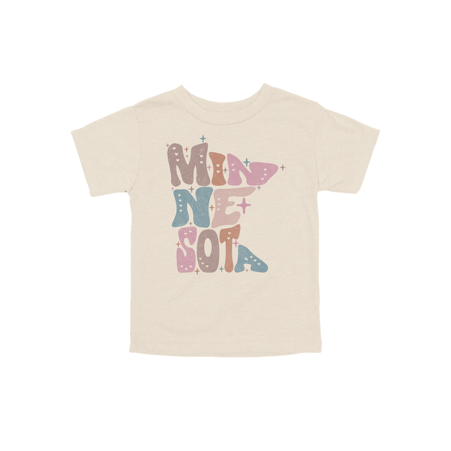 Toddler BC3001T Natural Minnesota Outline artwork - front view.