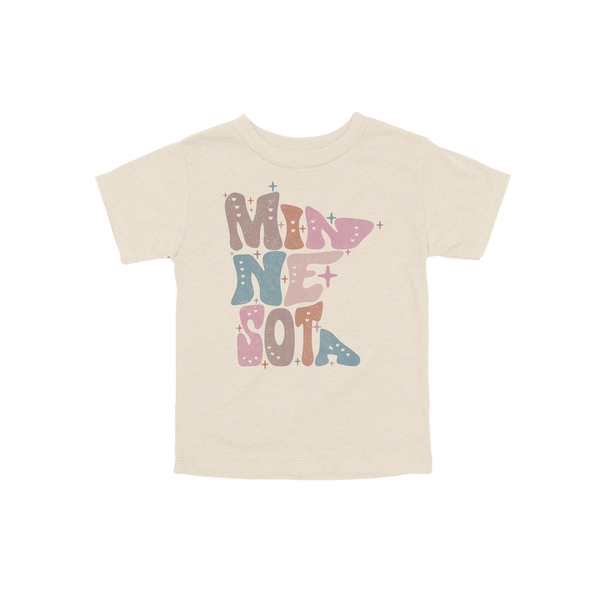 Toddler BC3001T Natural Minnesota Outline artwork - front view.