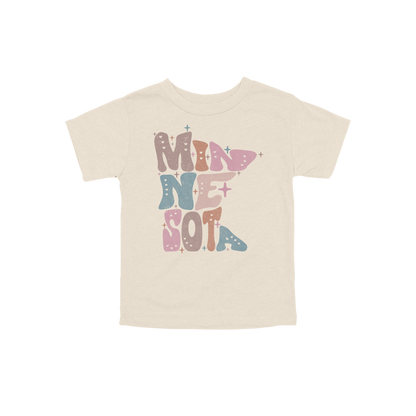 Toddler BC3001T Natural Minnesota Outline artwork - front view.