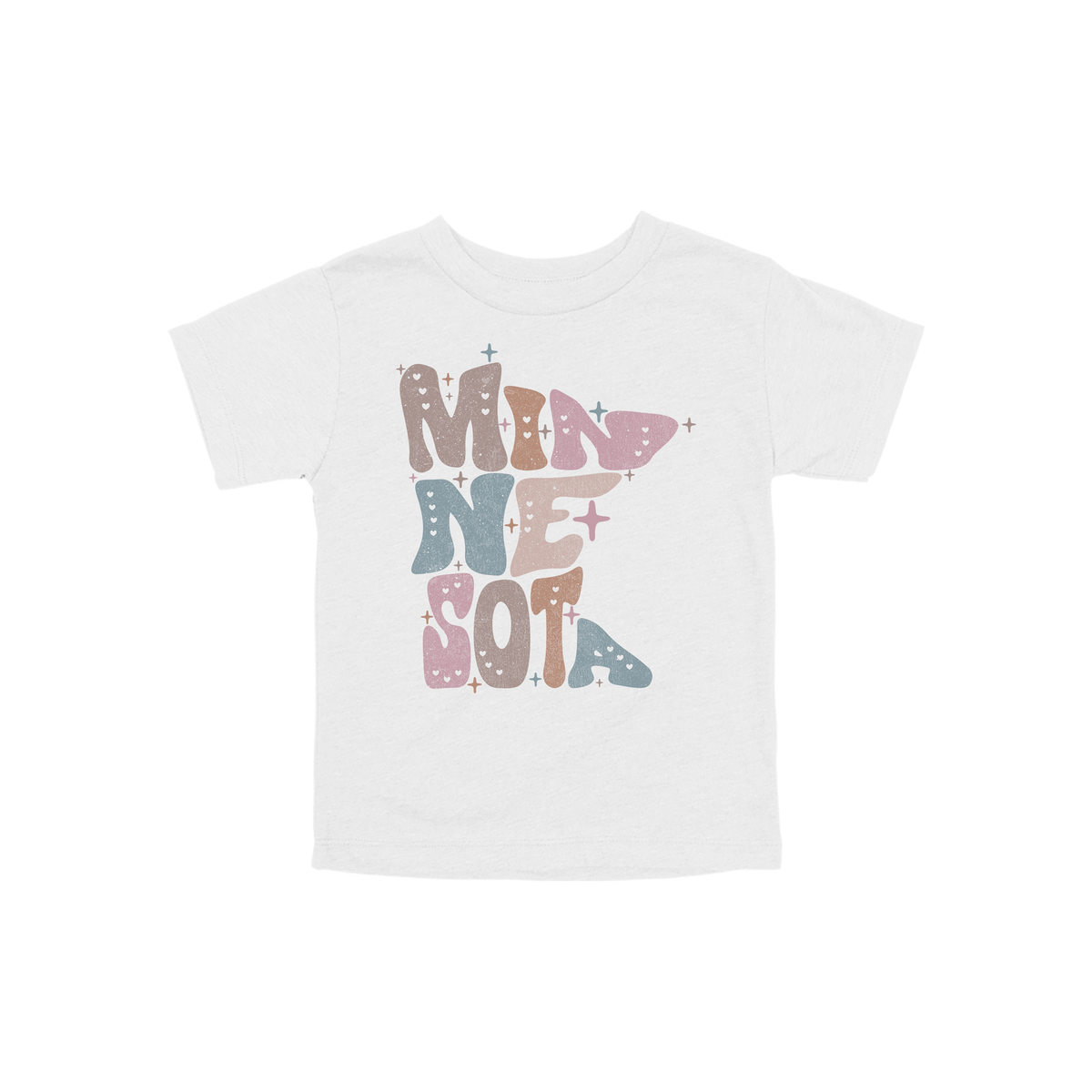 Toddler BC3001T White Minnesota Outline artwork - front view.