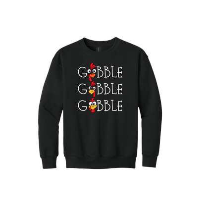 Youth 18000B Black Gobble Gobble artwork - front view.