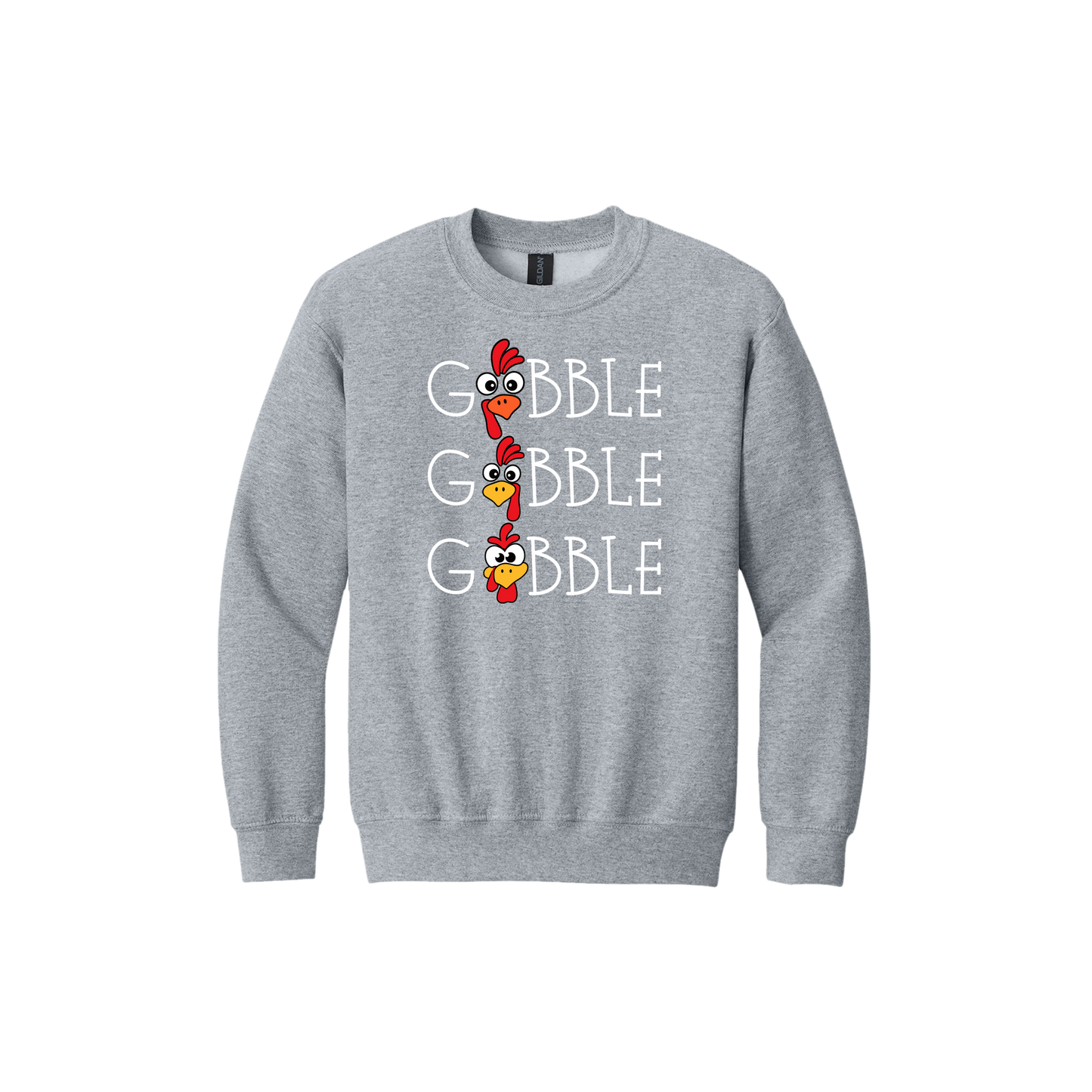 Youth 18000B SportGrey Gobble Gobble artwork - front view.