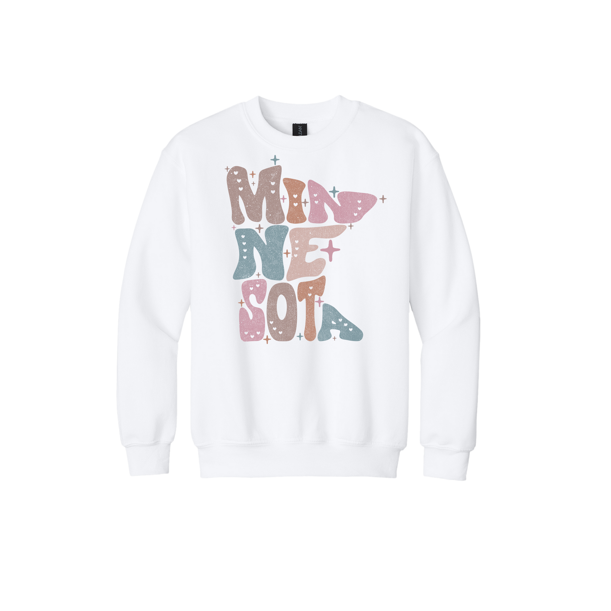 Youth 18000B White Minnesota Outline artwork - front view.