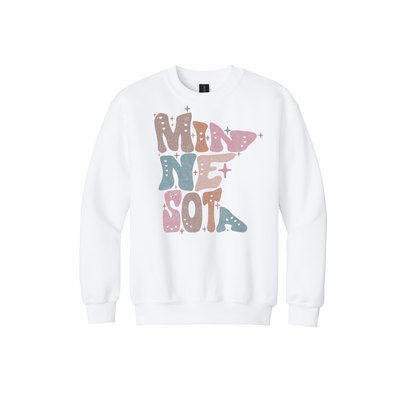Youth 18000B White Minnesota Outline artwork - front view.