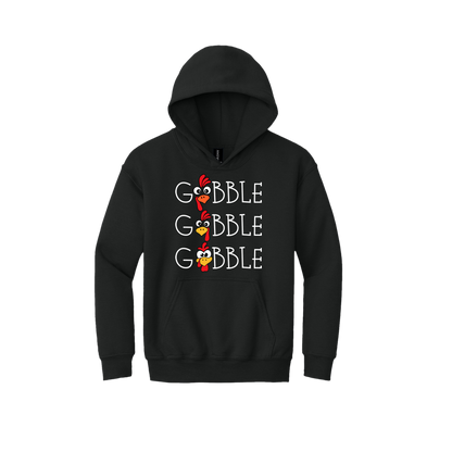 Youth 18500B Black Gobble Gobble artwork - front view.
