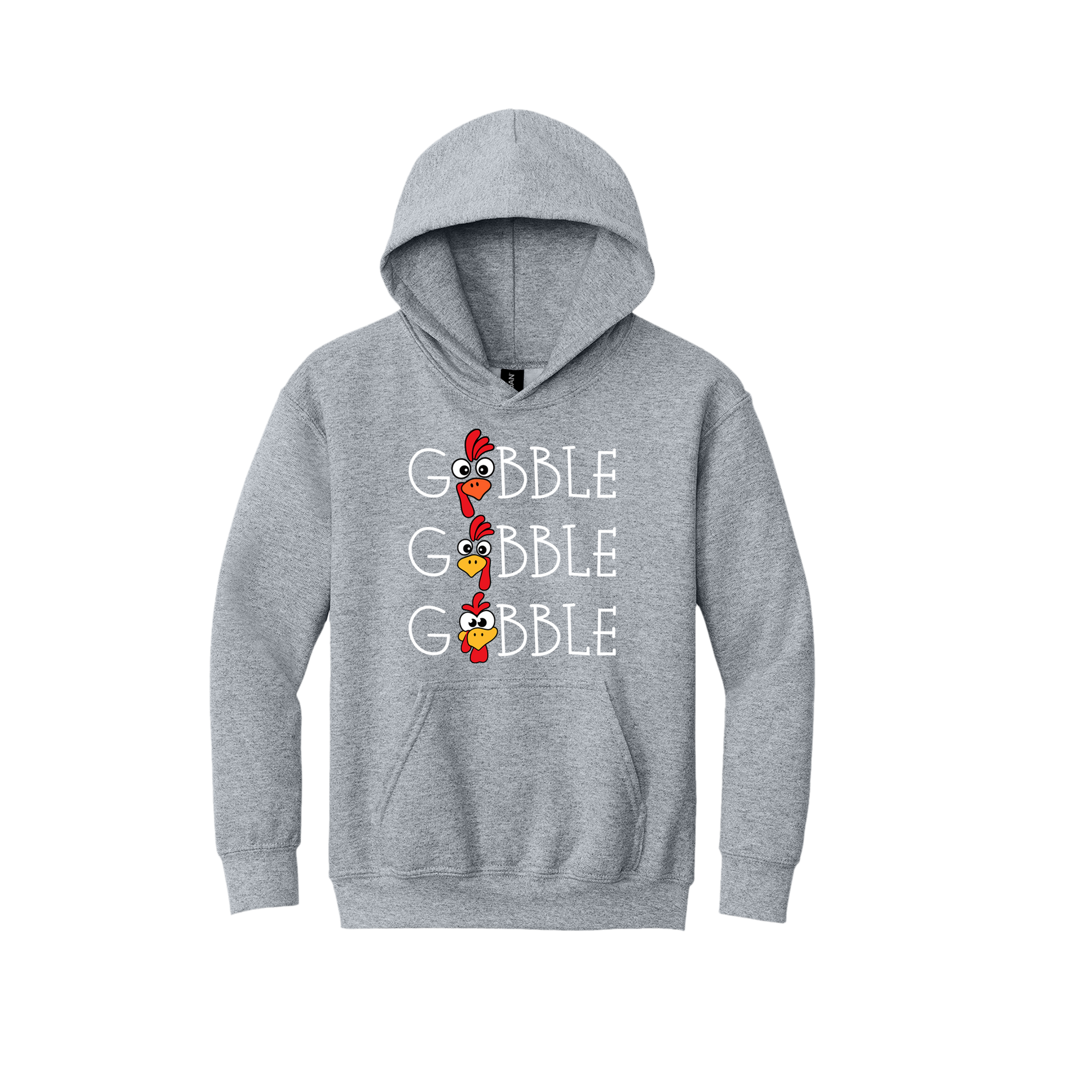 Youth 18500B SportGrey Gobble Gobble artwork - front view.