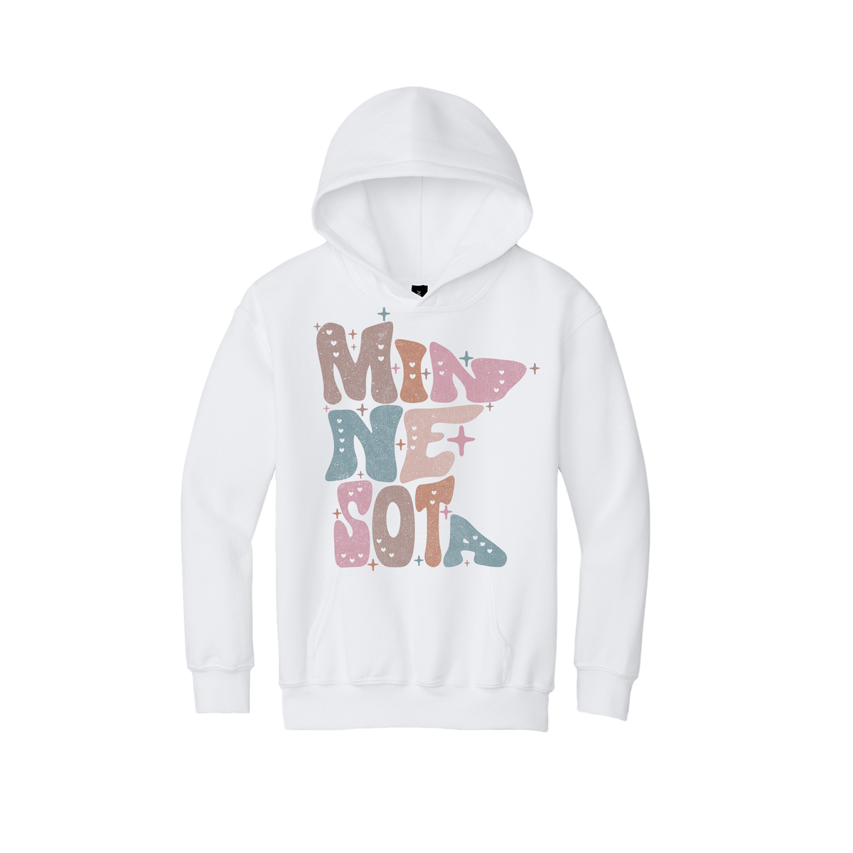 Youth 18500B White Minnesota Outline artwork - front view.