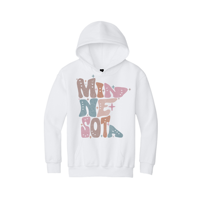 Youth 18500B White Minnesota Outline artwork - front view.