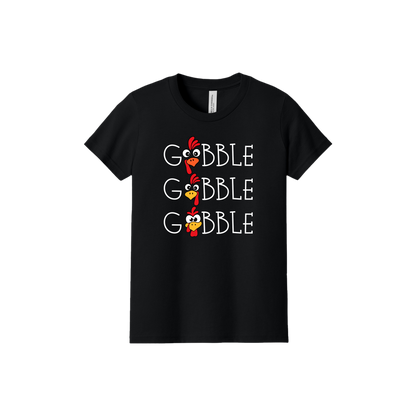 Youth BC3001Y Black Gobble Gobble artwork - front view.